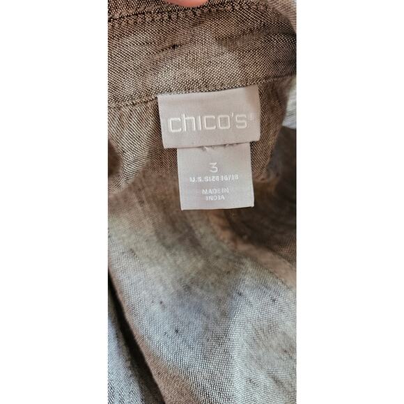 Chicos Linen-Blend Stretch Moto Jacket Women Size 3 16/18 Gray Brown Lightweight - Picture 6 of 8